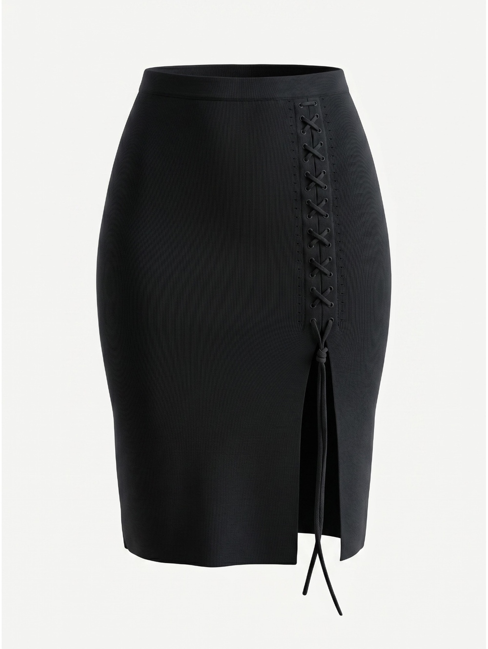 Alexander Wang FW14 Black Lace-Up Knit Skirt - Size S